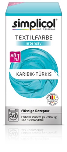 Simplicol Textilfarbe intensiv all in 1 -Flüssige Rezeptur "Kabrik-Türkis" Neu!